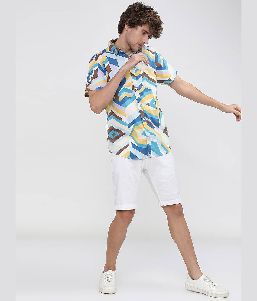 Ketch 100% Cotton Slim Fit Printed Half Sleeves Men's Casual Shirt - Green ( Pack of 1 )