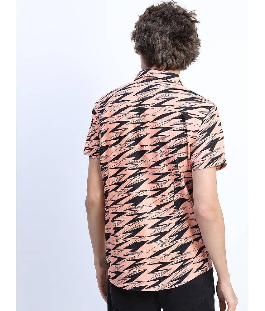 Ketch 100% Cotton Slim Fit Printed Half Sleeves Men's Casual Shirt - Pink ( Pack of 1 )
