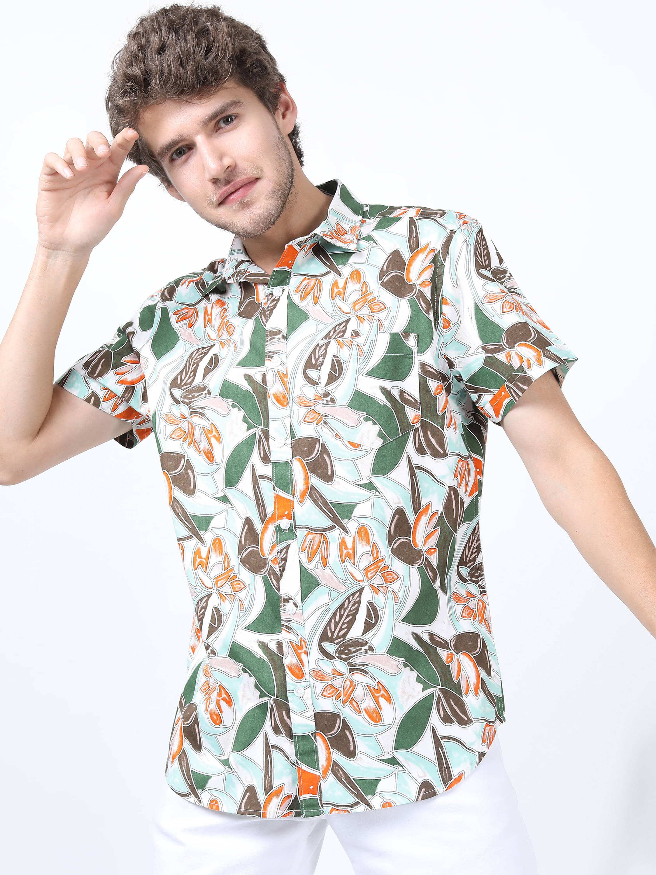 Ketch 100% Cotton Slim Fit Printed Half Sleeves Men's Casual Shirt - Olive ( Pack of 1 ) Ketch 100% Cotton Slim Fit Printed Half Sleeves Men's Casual Shirt - Olive ( Pack of 1 )