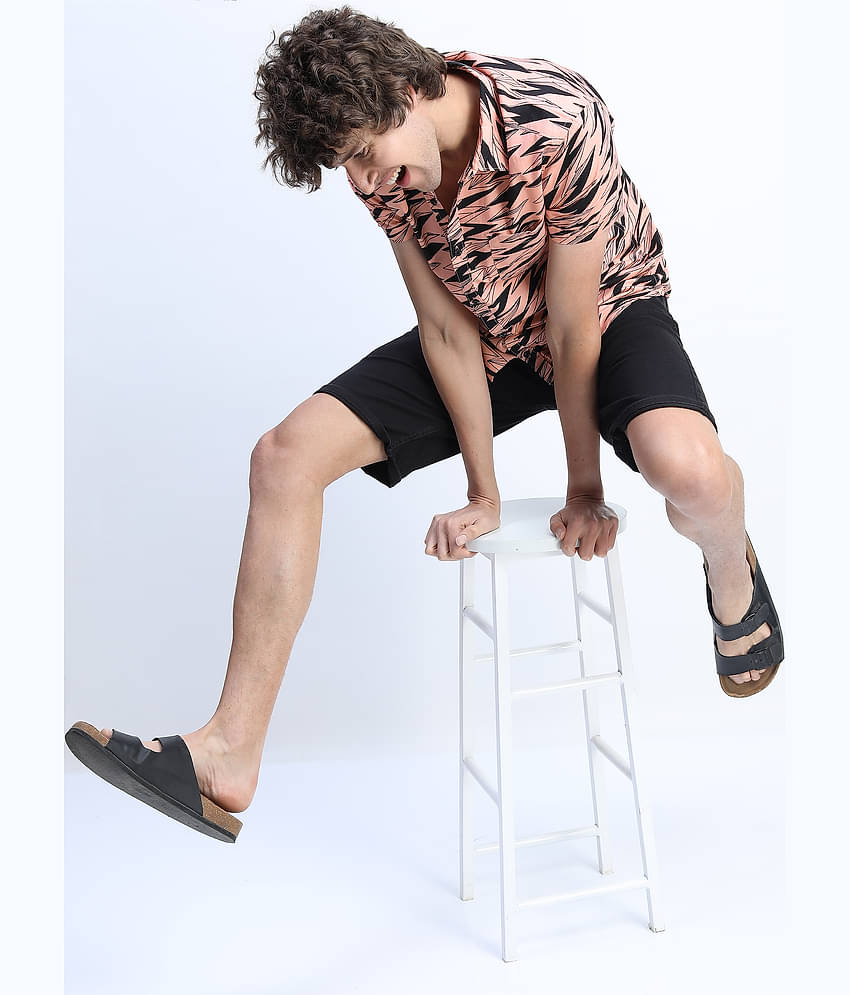 Ketch 100% Cotton Slim Fit Printed Half Sleeves Men's Casual Shirt - Pink ( Pack of 1 )