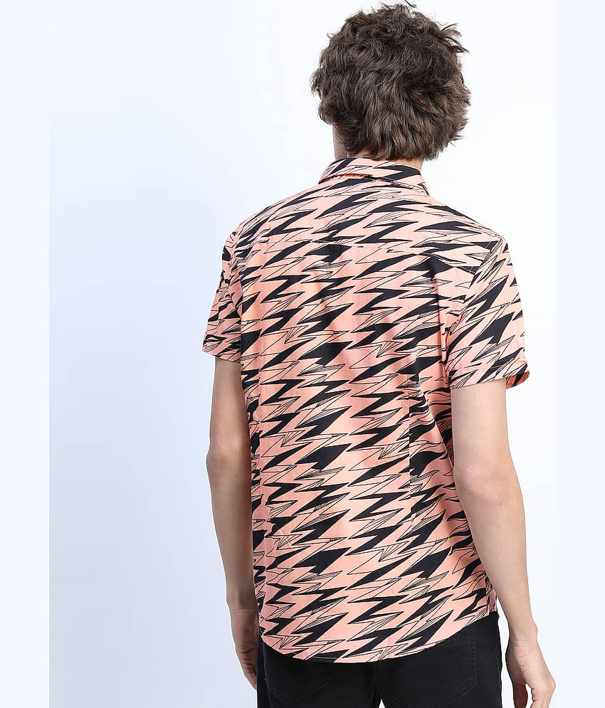 Ketch 100% Cotton Slim Fit Printed Half Sleeves Men's Casual Shirt - Pink ( Pack of 1 )