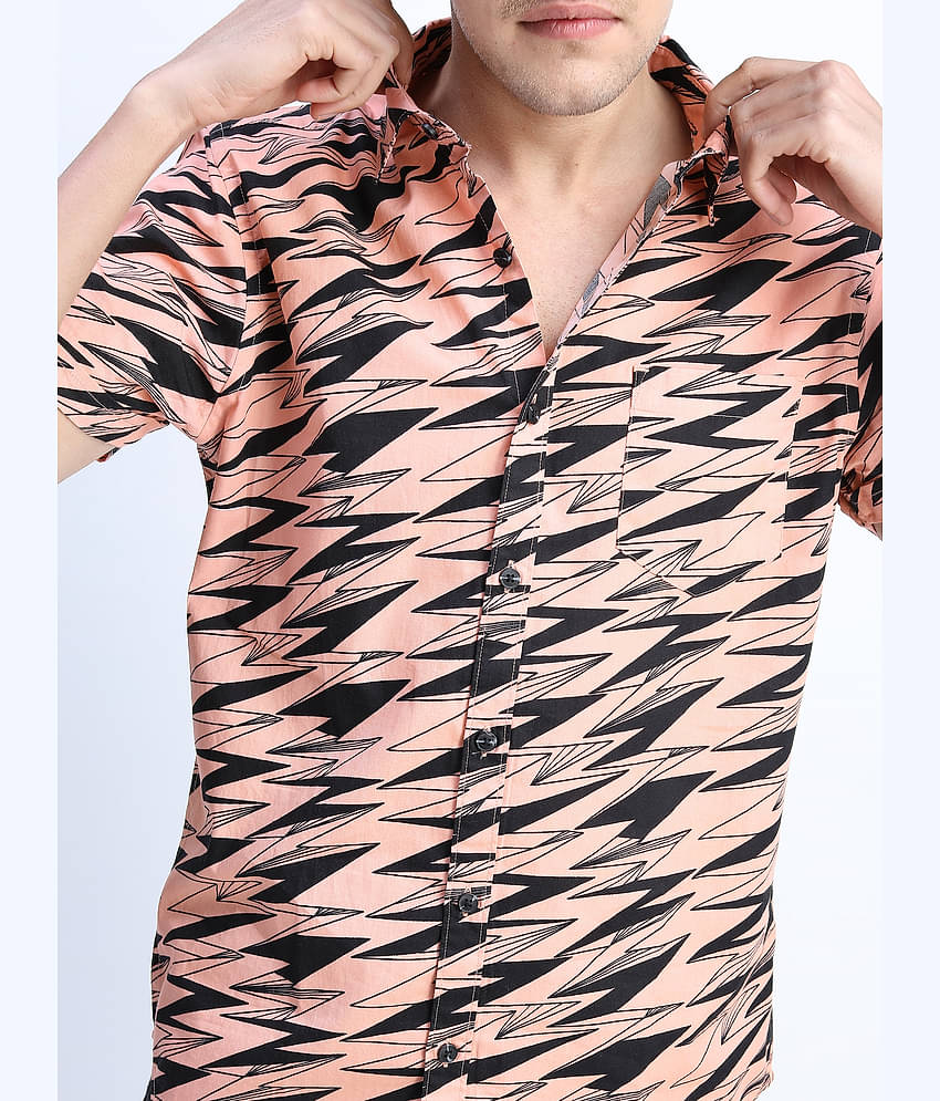 Ketch 100% Cotton Slim Fit Printed Half Sleeves Men's Casual Shirt - Pink ( Pack of 1 )