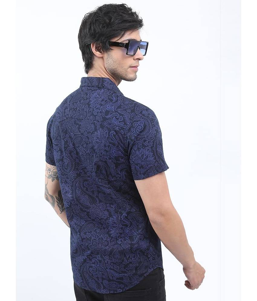 Ketch 100% Cotton Slim Fit Printed Half Sleeves Men's Casual Shirt - Navy Blue ( Pack of 1 )