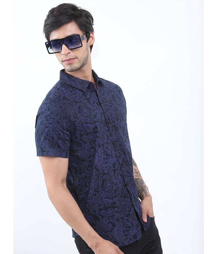 Ketch 100% Cotton Slim Fit Printed Half Sleeves Men's Casual Shirt - Navy Blue ( Pack of 1 )