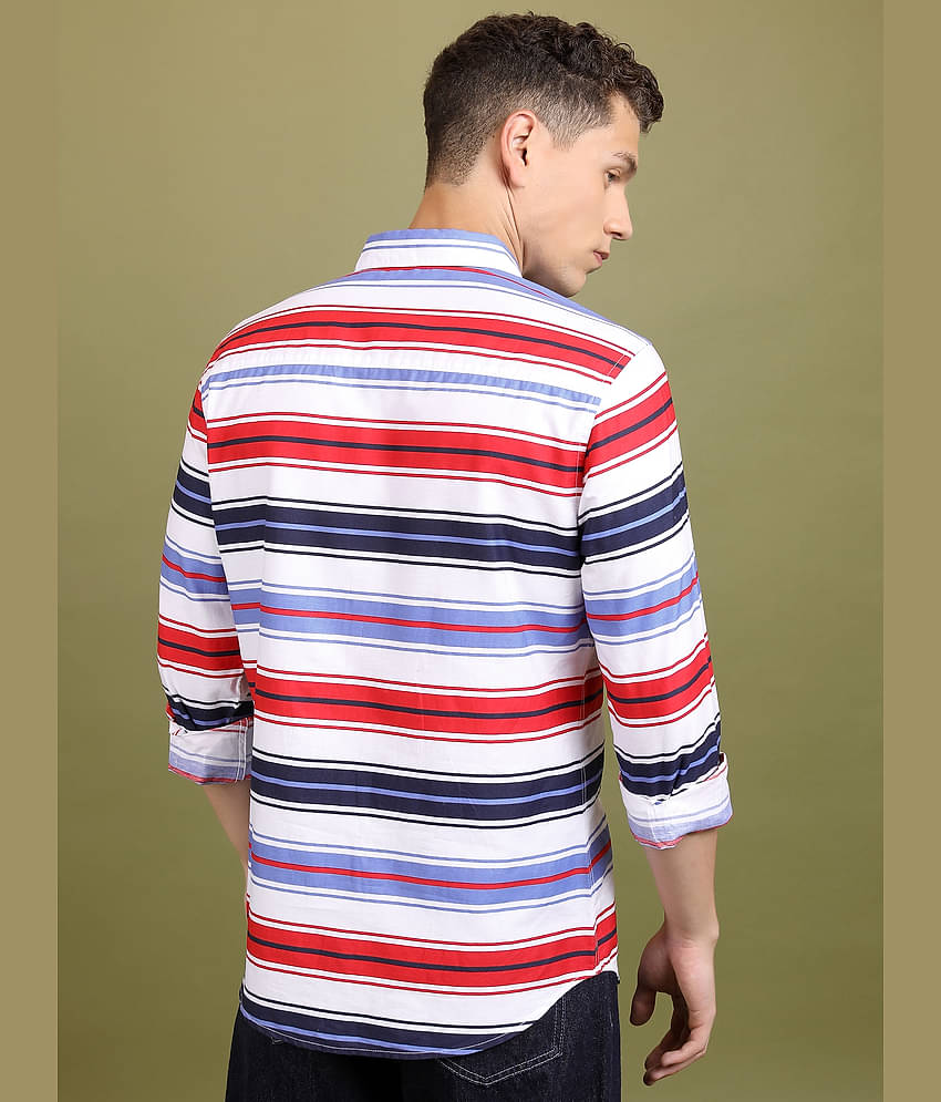 Ketch 100% Cotton Slim Fit Printed Full Sleeves Men's Casual Shirt - White ( Pack of 1 )