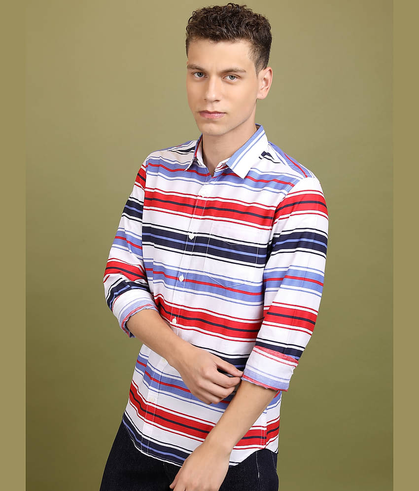 Ketch 100% Cotton Slim Fit Printed Full Sleeves Men's Casual Shirt - White ( Pack of 1 )