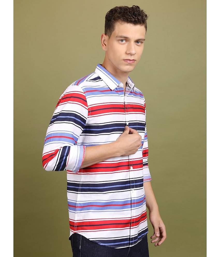 Ketch 100% Cotton Slim Fit Printed Full Sleeves Men's Casual Shirt - White ( Pack of 1 )