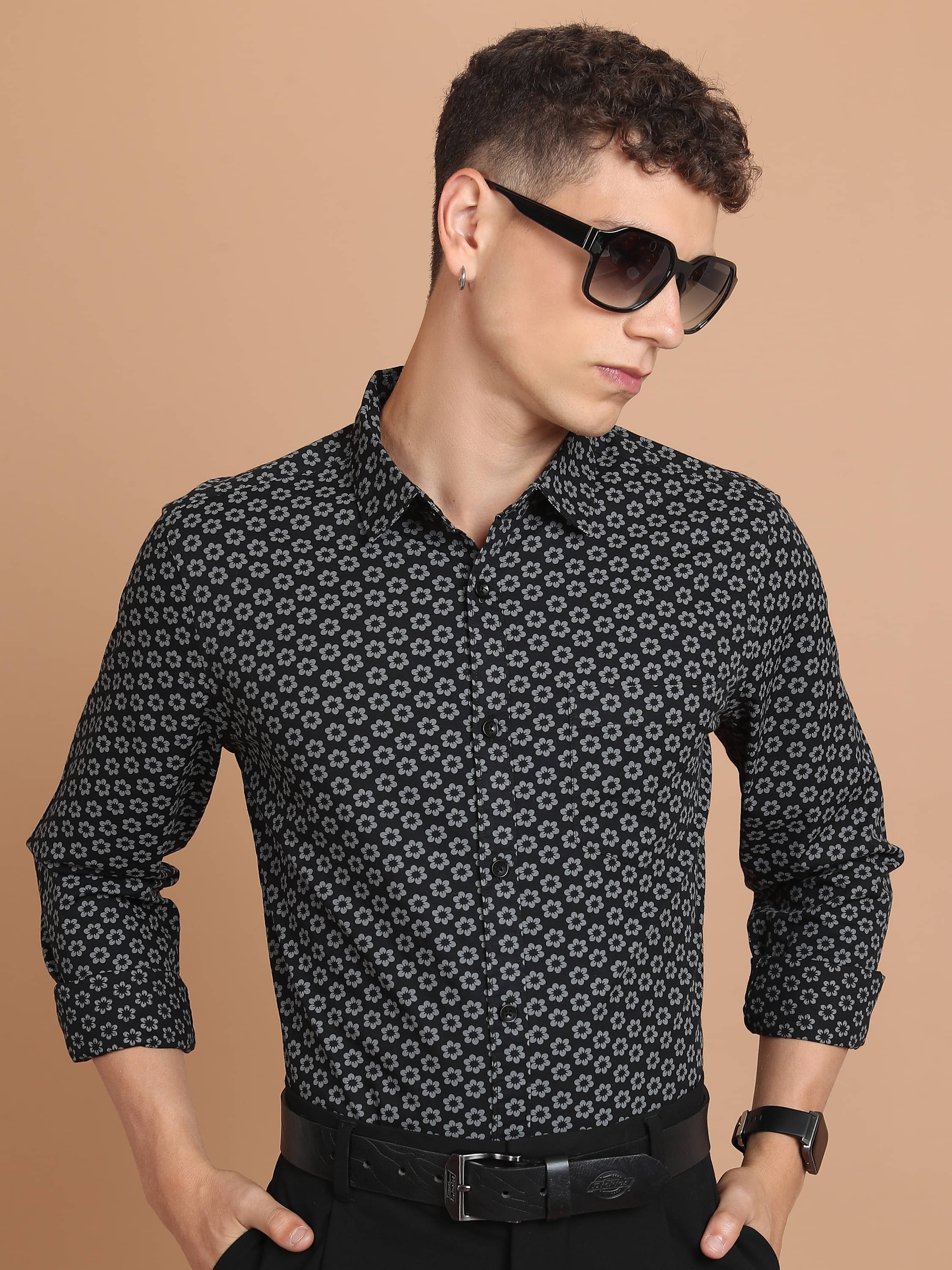     			Ketch 100% Cotton Slim Fit Printed Full Sleeves Men's Casual Shirt - Black ( Pack of 1 )