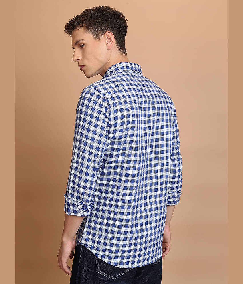 Ketch Cotton Blend Slim Fit Checks Full Sleeves Men's Casual Shirt - Blue ( Pack of 1 )