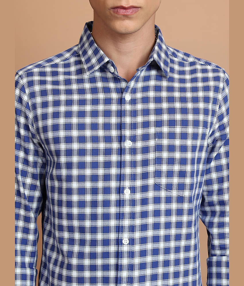 Ketch Cotton Blend Slim Fit Checks Full Sleeves Men's Casual Shirt - Blue ( Pack of 1 )