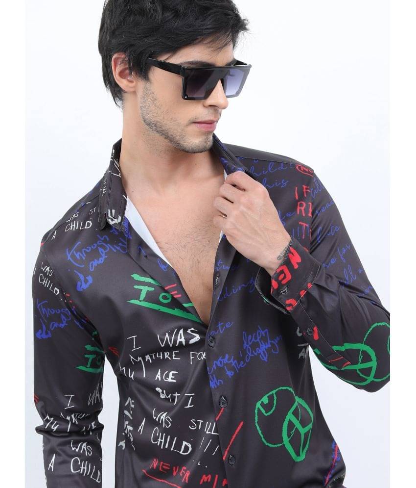     			Ketch Polyester Slim Fit Printed Full Sleeves Men's Casual Shirt - Black ( Pack of 1 )
