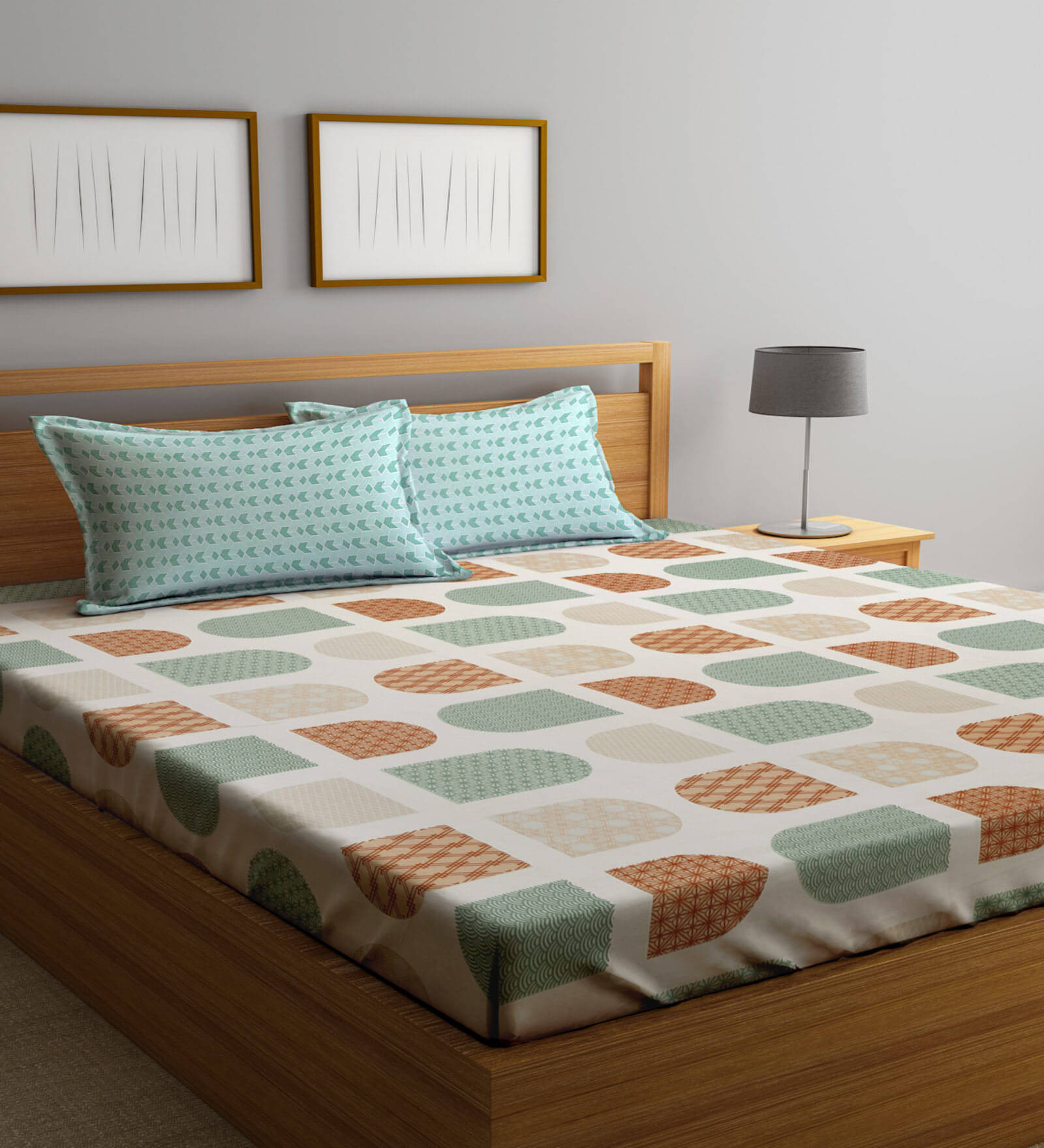 Klotthe Poly Cotton 1 Double King Bedsheet with 2 Pillow Covers ( Green ) Klotthe Poly Cotton 1 Double King Bedsheet with 2 Pillow Covers ( Green )