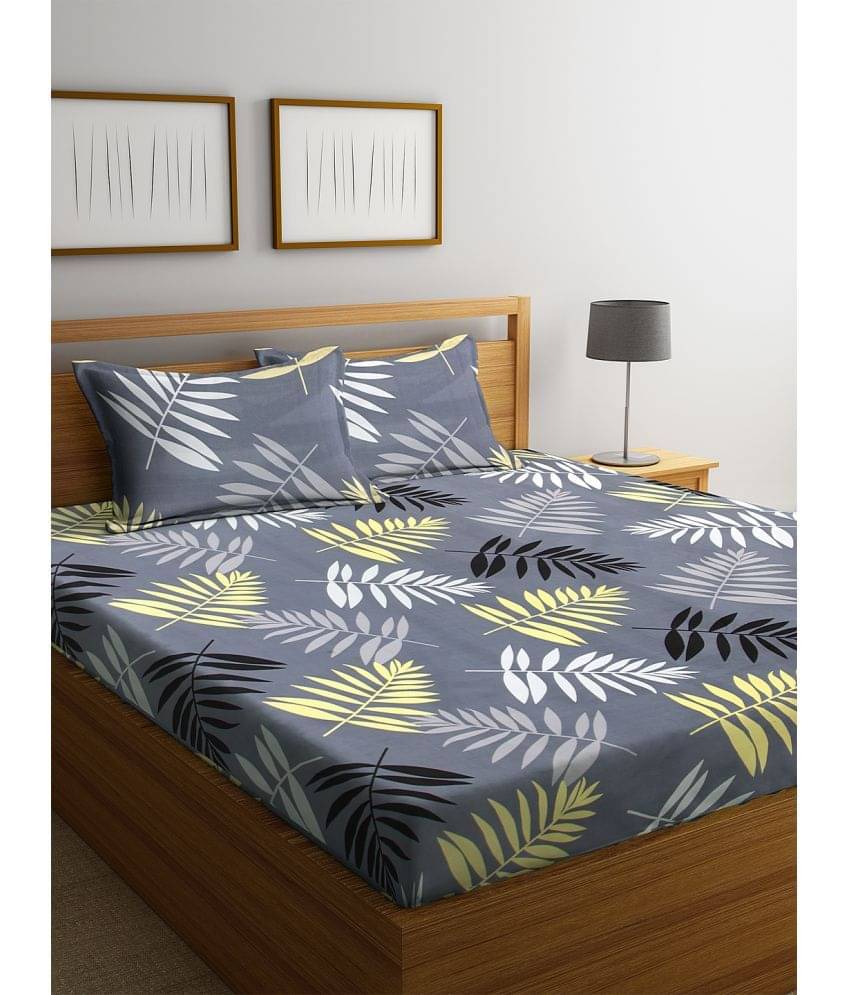     			Klotthe Poly Cotton 1 Double Bedsheet with 2 Pillow Covers ( Gray )