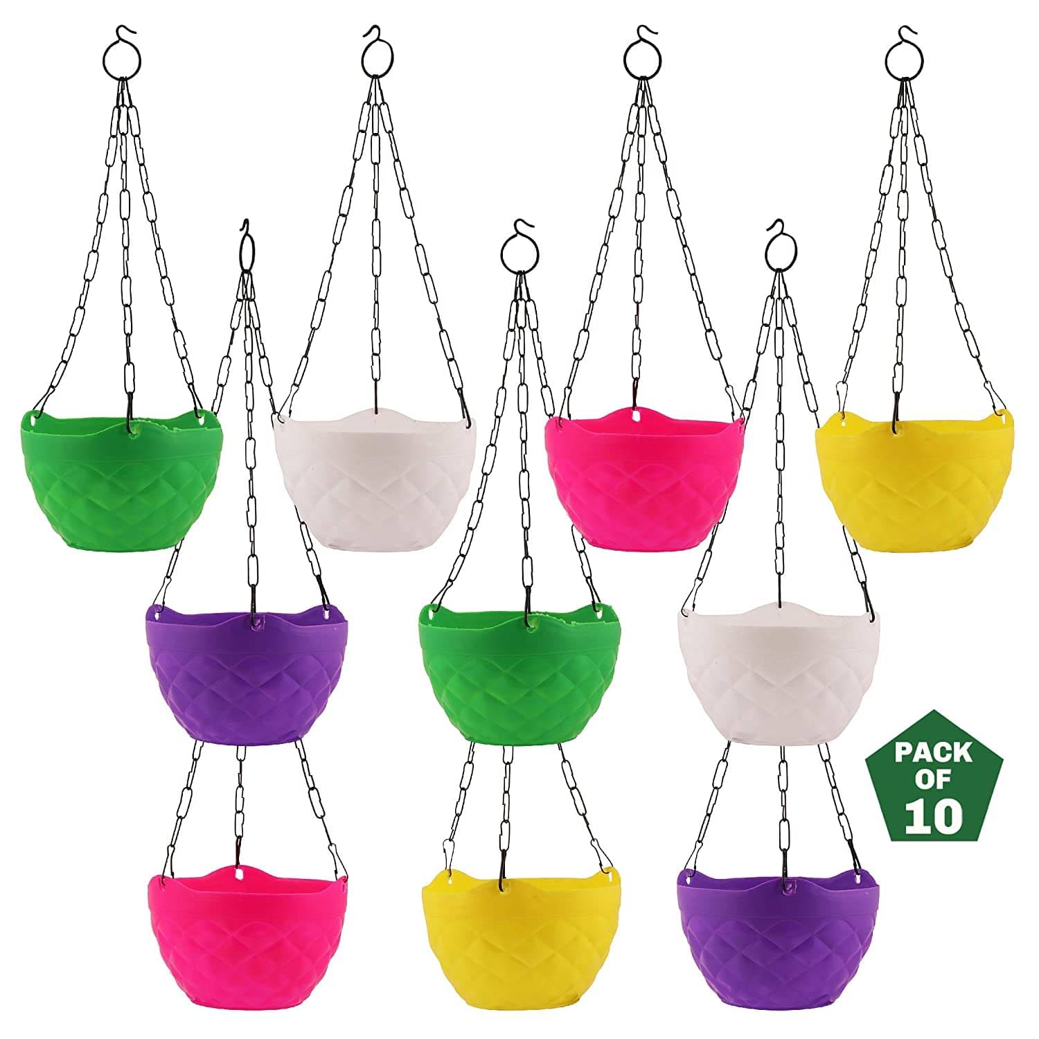     			Leafy Tales Multicolor Plastic Hanging Planter ( Pack of 10 )