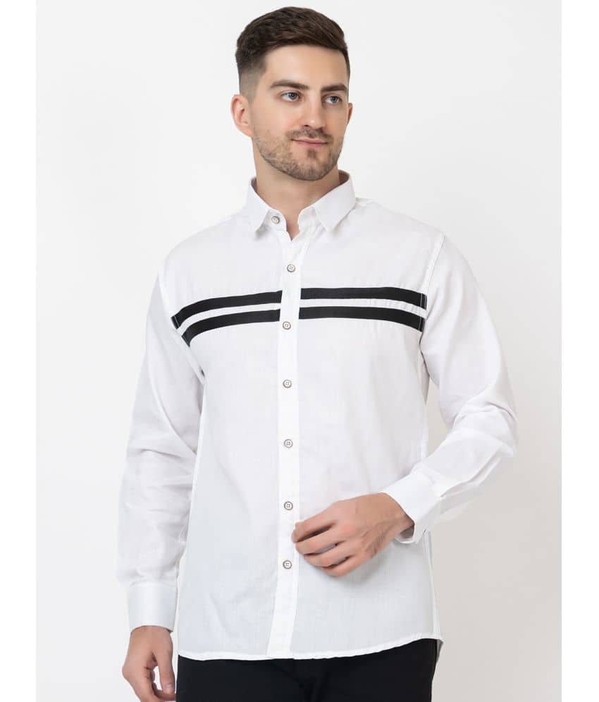 MODERNITY Cotton Blend Regular Fit Striped Full Sleeves Men's Casual Shirt - White ( Pack of 1 )