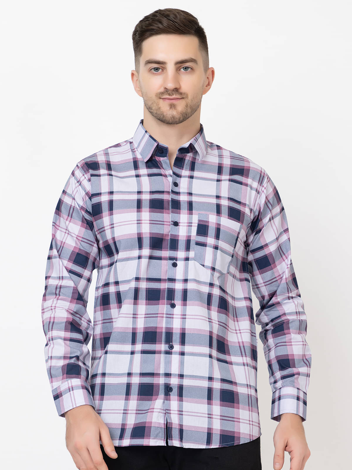 MODERNITY Cotton Blend Regular Fit Checks Full Sleeves Men's Casual Shirt - Purple ( Pack of 1 ) MODERNITY Cotton Blend Regular Fit Checks Full Sleeves Men's Casual Shirt - Purple ( Pack of 1 )