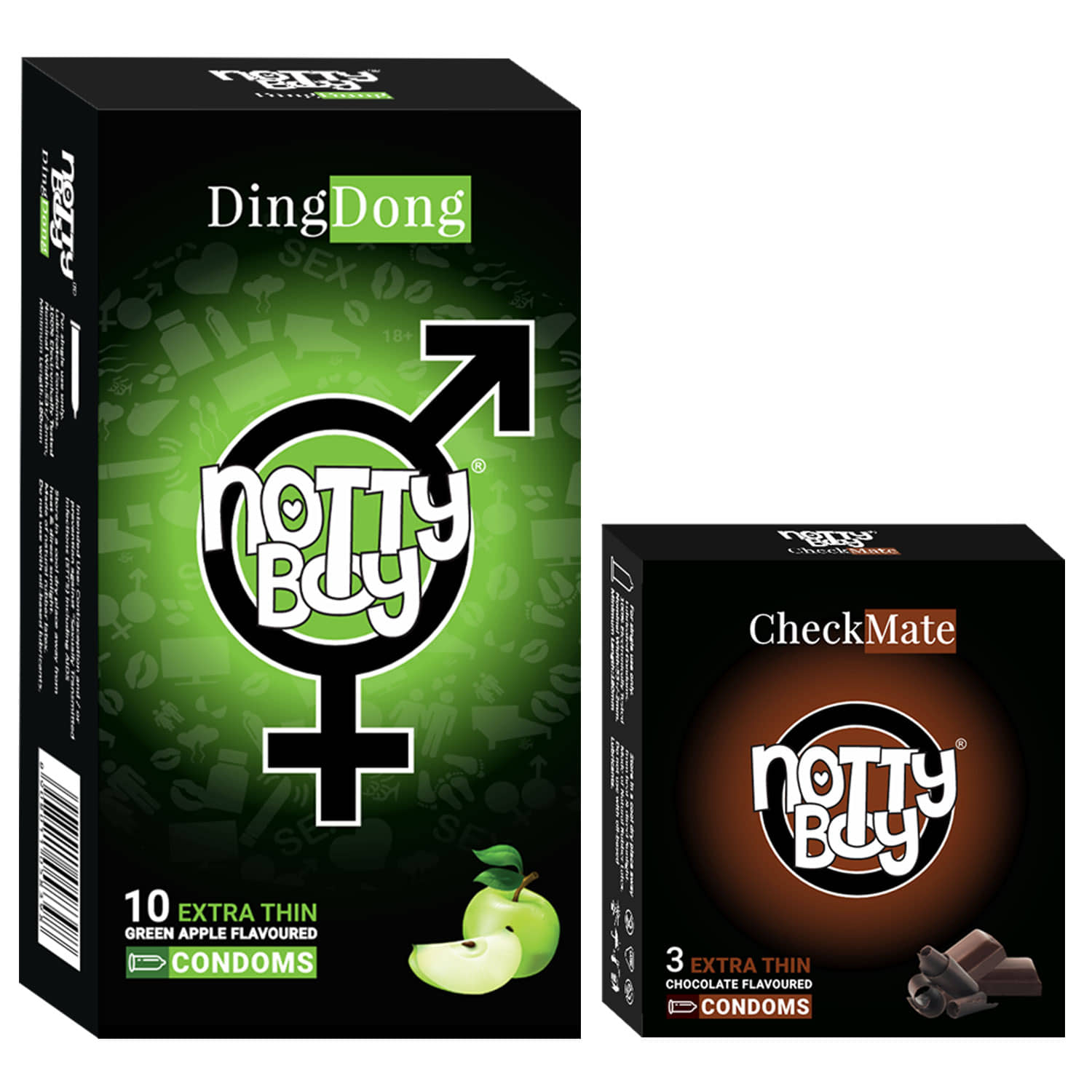 NottyBoy Fruit and Chocolate Flavoured Condoms - (Set of 2, 13 Pieces)