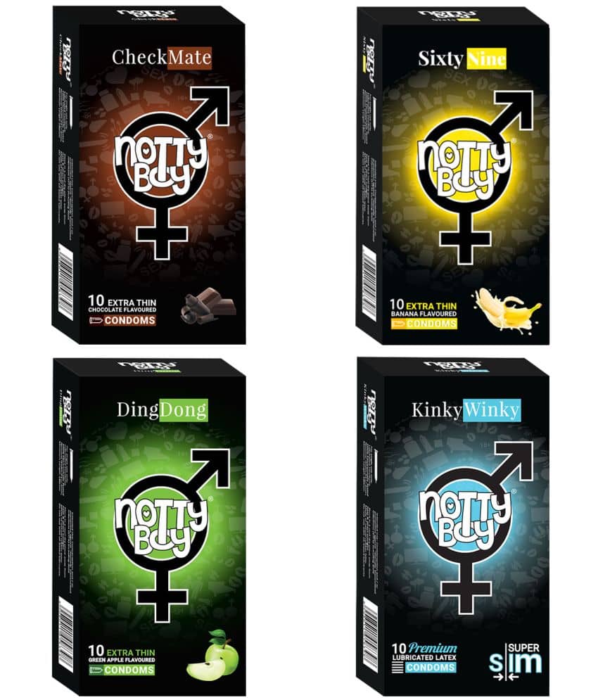 NottyBoy Multi Pack Chocolate Banana Fruit Flavoured and Ultra Thin Condom - 40 Count