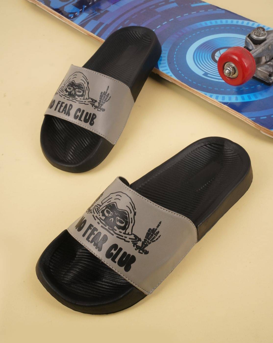     			PERY PAO Grey Men's Slide Flip Flop