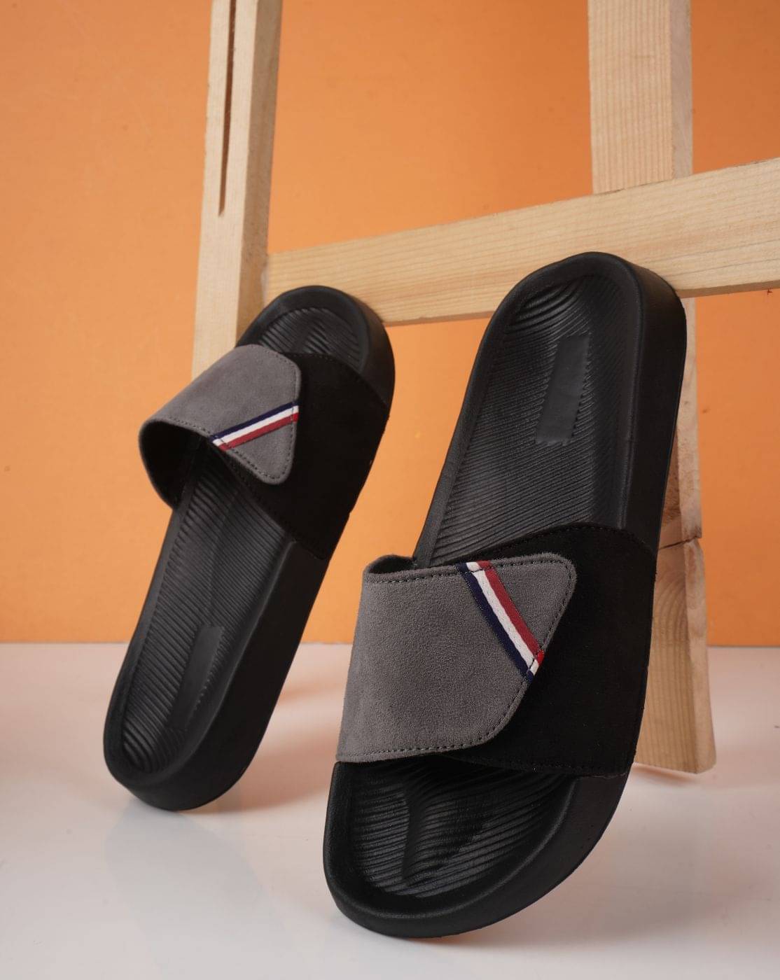     			PERY PAO Grey Men's Slide Flip Flop