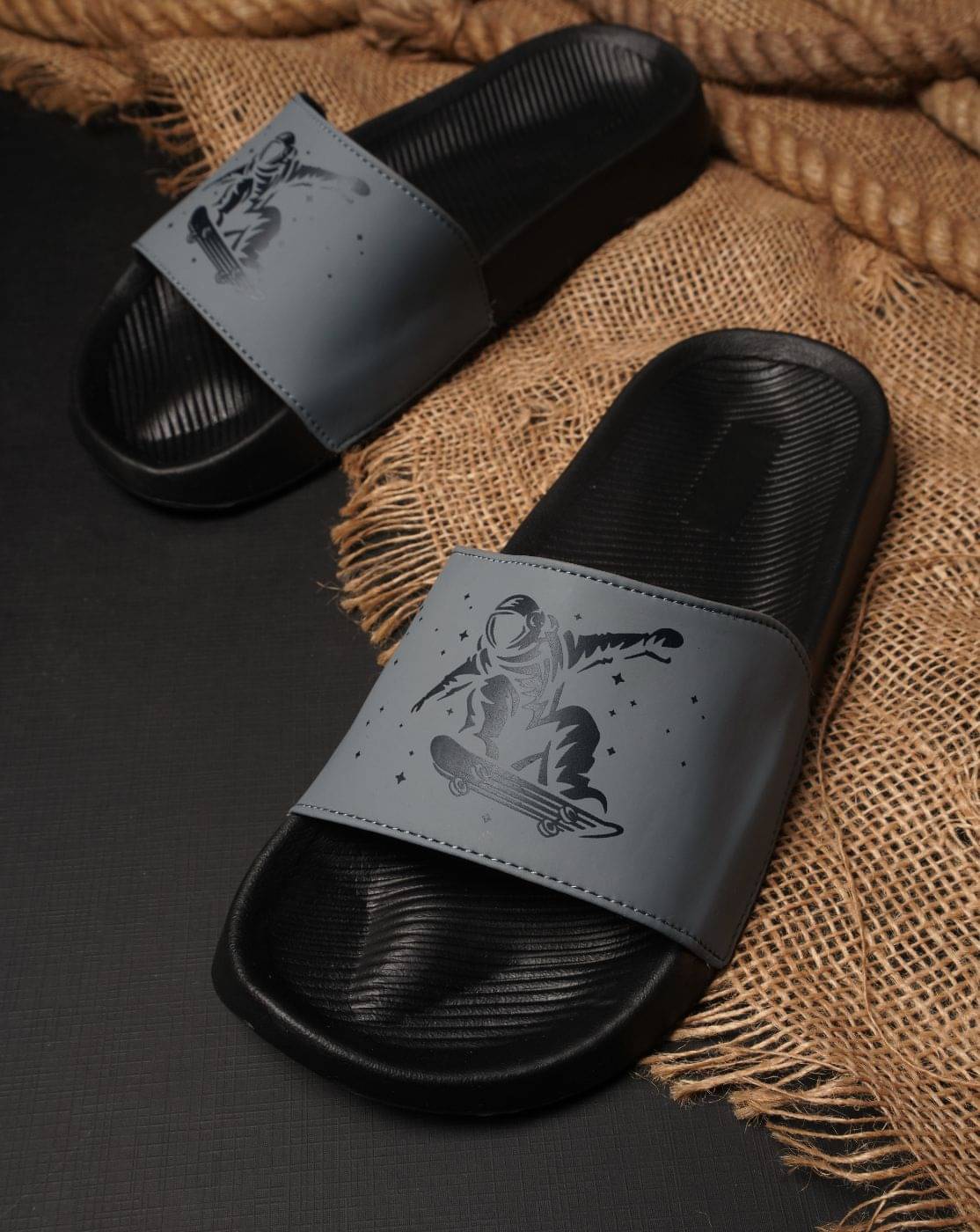     			PERY PAO Grey Men's Slide Flip Flop