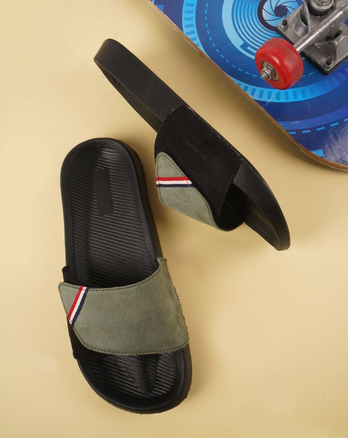     			PERY PAO Olive Men's Slide Flip Flop