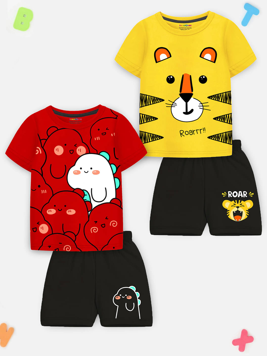     			Trampoline Pack of 2 Boys Cotton Blend T-Shirt & Shorts Set ( Multicolor2 )