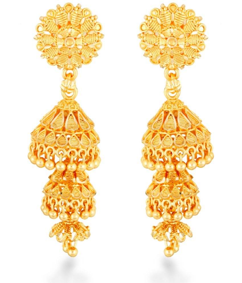     			VIVASTRI Golden Jhumki Earrings ( Pack of 1 )