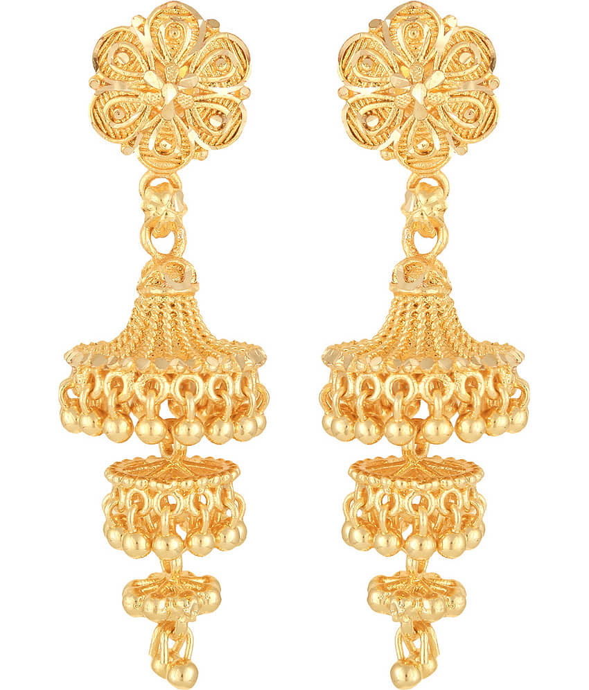 VIVASTRI Golden Jhumki Earrings ( Pack of 1 ) - Earrings | Buy online on ZillyBuy