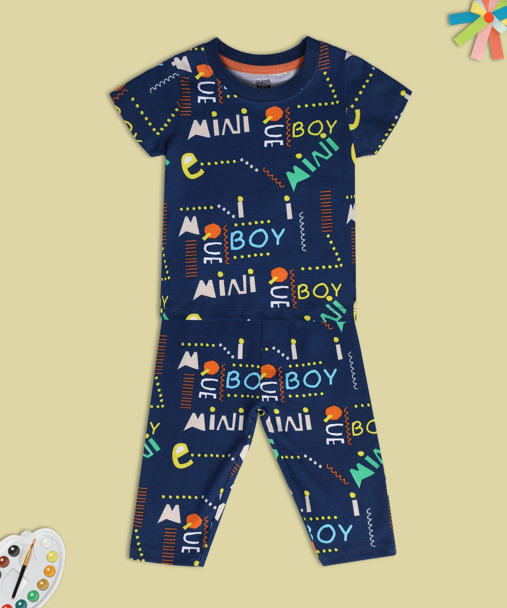     			miniklub Pack of 2 Baby Boys Cotton T-Shirt & Trouser ( Blue )
