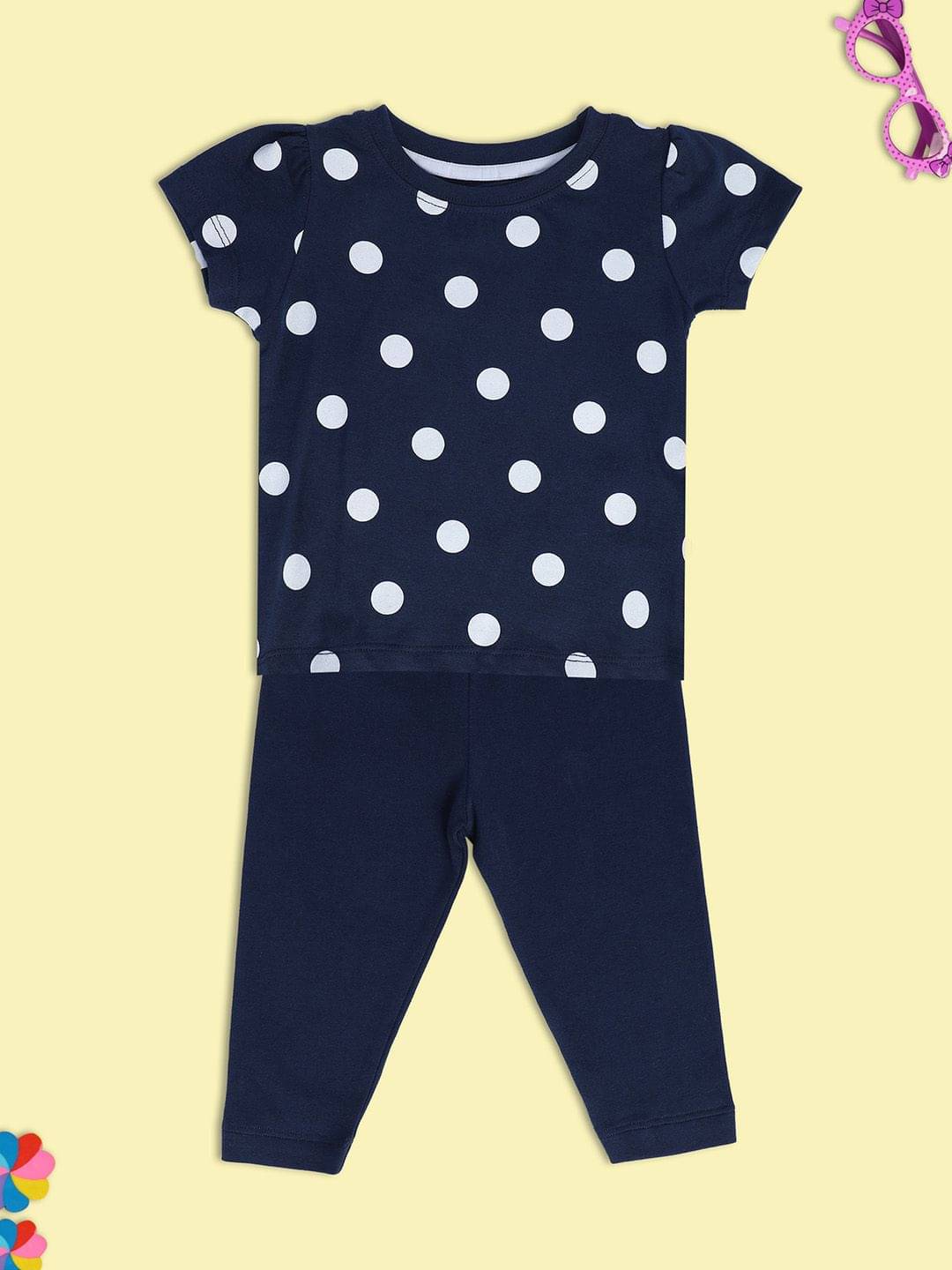     			miniklub Pack of 2 Baby Girls Cotton Top & Trouser ( Blue )
