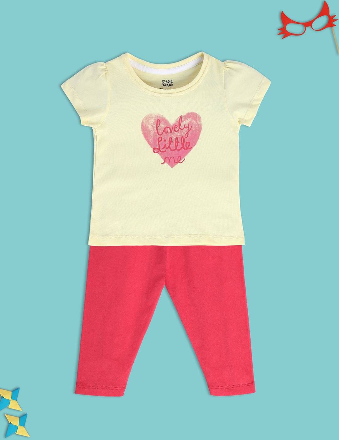     			miniklub Pack of 2 Baby Girls Cotton Top & Trouser ( Multi )