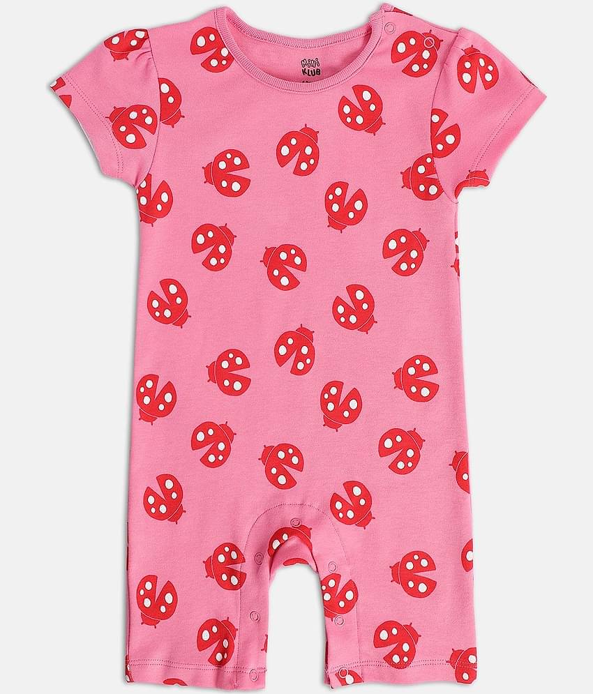 miniklub Multicolor Cotton Rompers For Baby Girl ( Pack of 2 )
