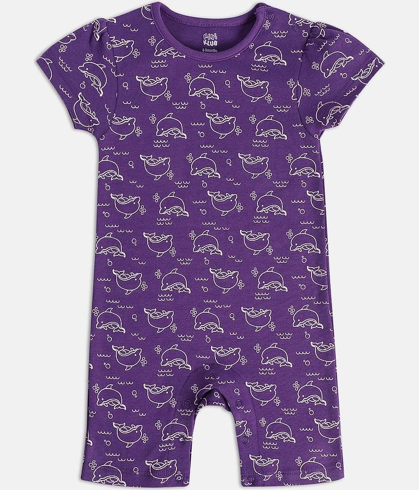 miniklub Multicolor Cotton Rompers For Baby Girl ( Pack of 2 )