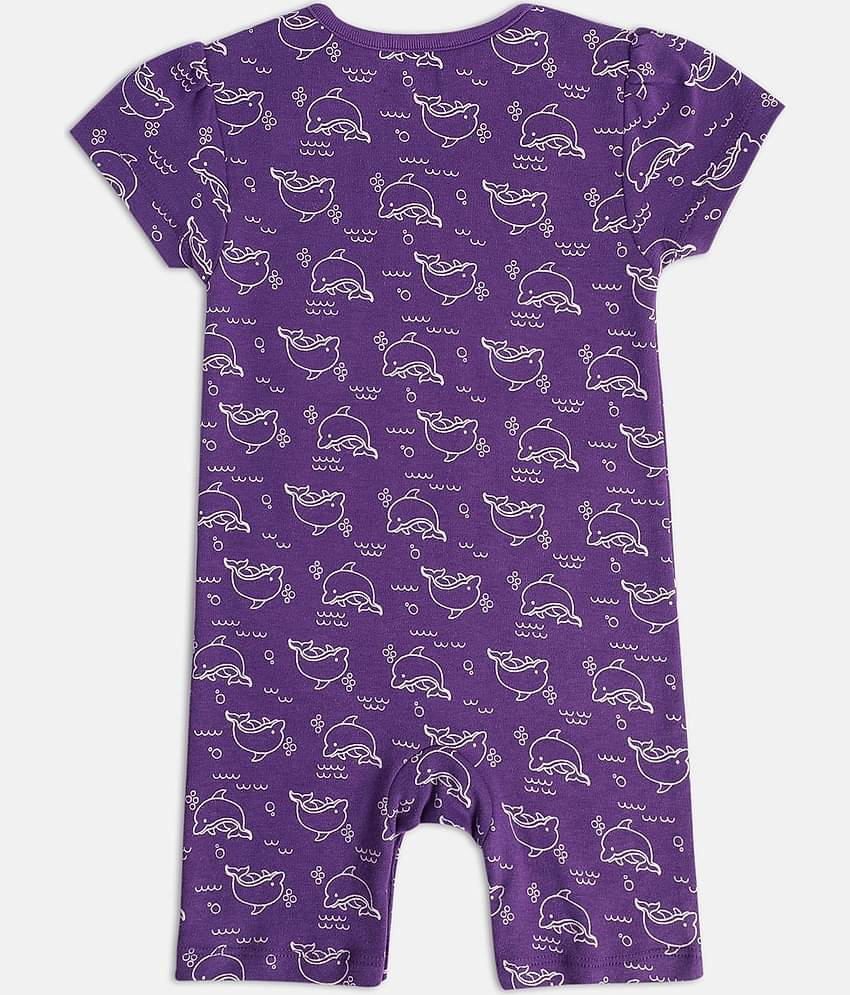 miniklub Multicolor Cotton Rompers For Baby Girl ( Pack of 2 )