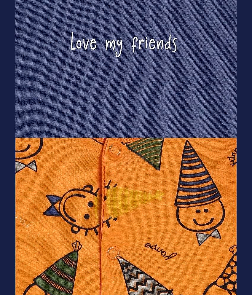 miniklub Multicolor Cotton Rompers For Baby Boy ( Pack of 2 )