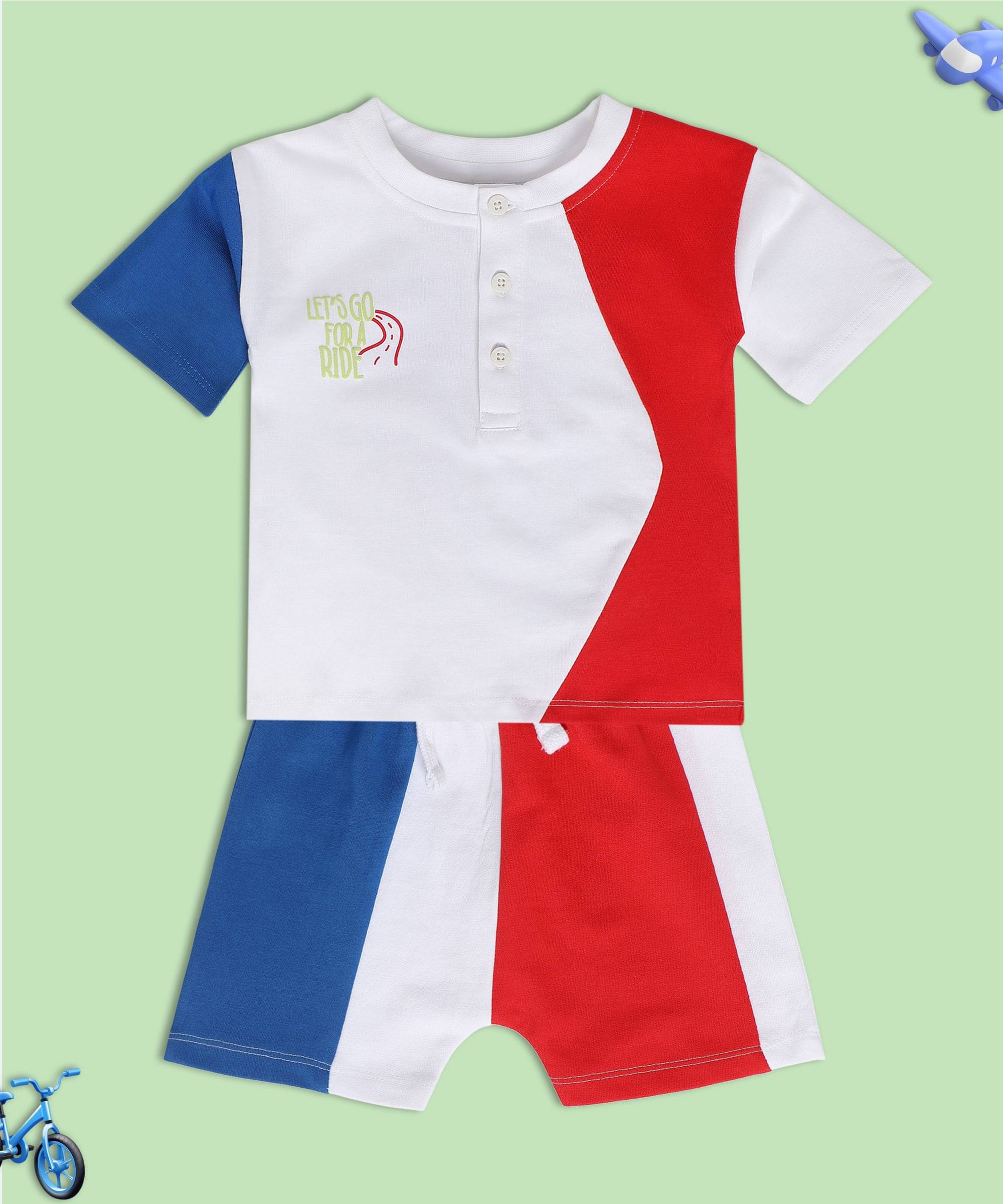     			miniklub Pack of 2 Baby Boys Cotton T-Shirt & Shorts ( Red )