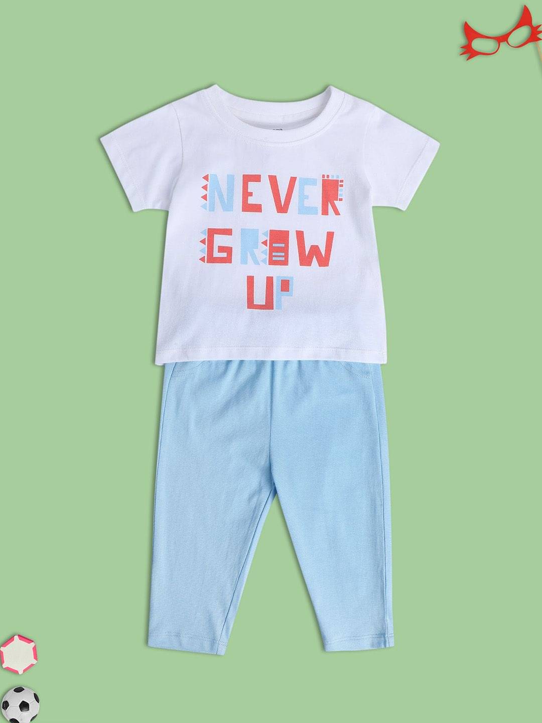     			miniklub Pack of 2 Baby Boys Cotton T-Shirt & Trouser ( White )