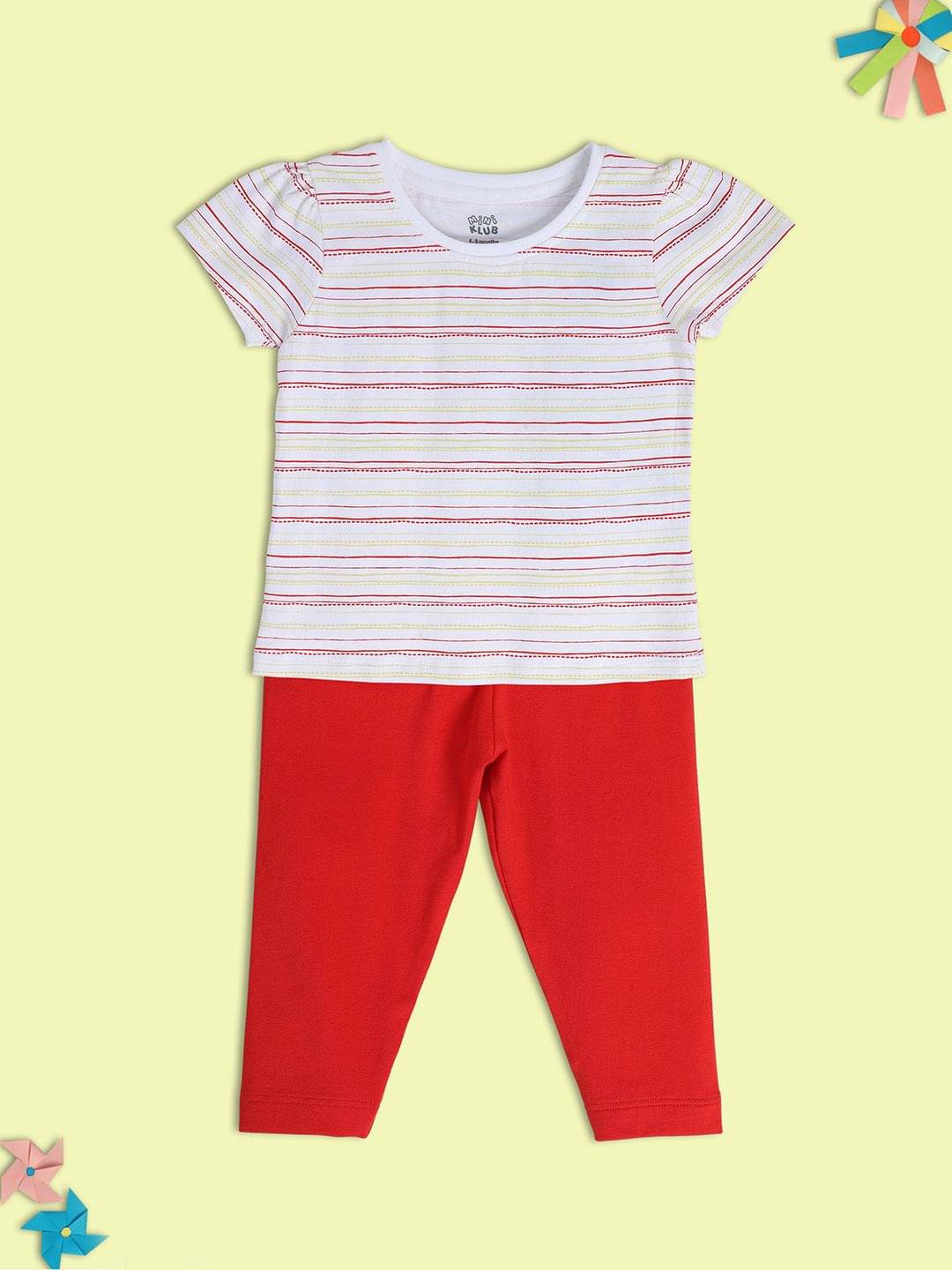     			miniklub Pack of 2 Baby Girls Cotton Top & Trouser ( White )