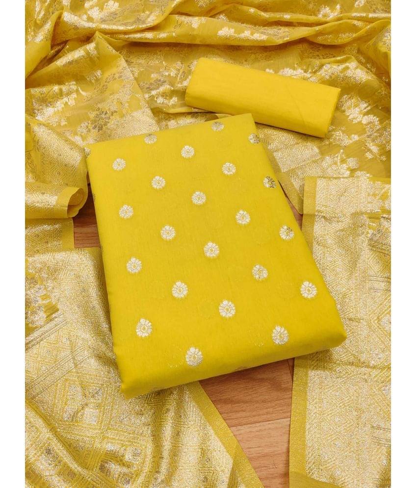 pandadi saree Unstitched Chanderi Solid Dress Material - Yellow ( Pack of 1 ) pandadi saree Unstitched Chanderi Solid Dress Material - Yellow ( Pack of 1 )