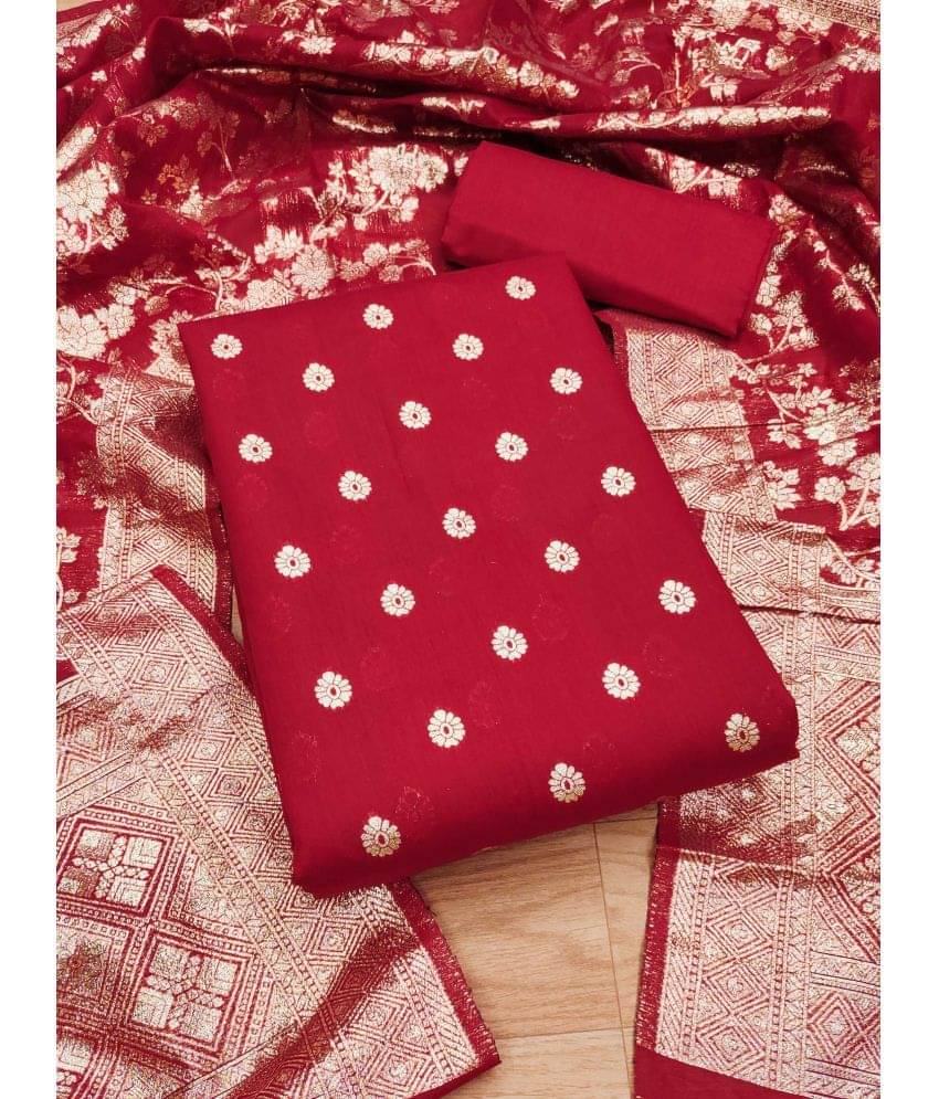 pandadi saree Unstitched Chanderi Solid Dress Material - Red ( Pack of 1 ) pandadi saree Unstitched Chanderi Solid Dress Material - Red ( Pack of 1 )