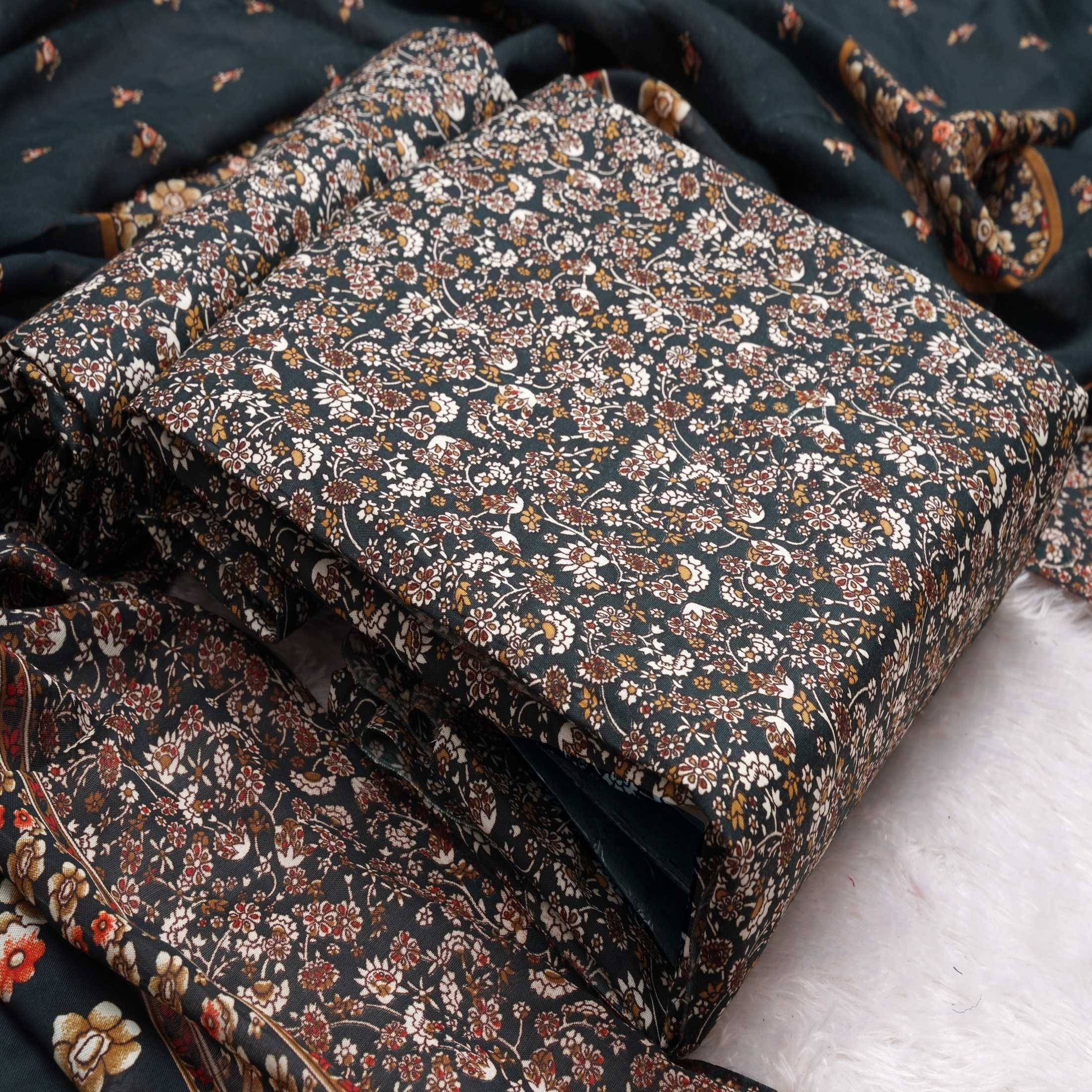 pandadi saree Unstitched Cotton Printed Dress Material - Black ( Pack of 1 )     			pandadi saree Unstitched Cotton Printed Dress Material - Black ( Pack of 1 )