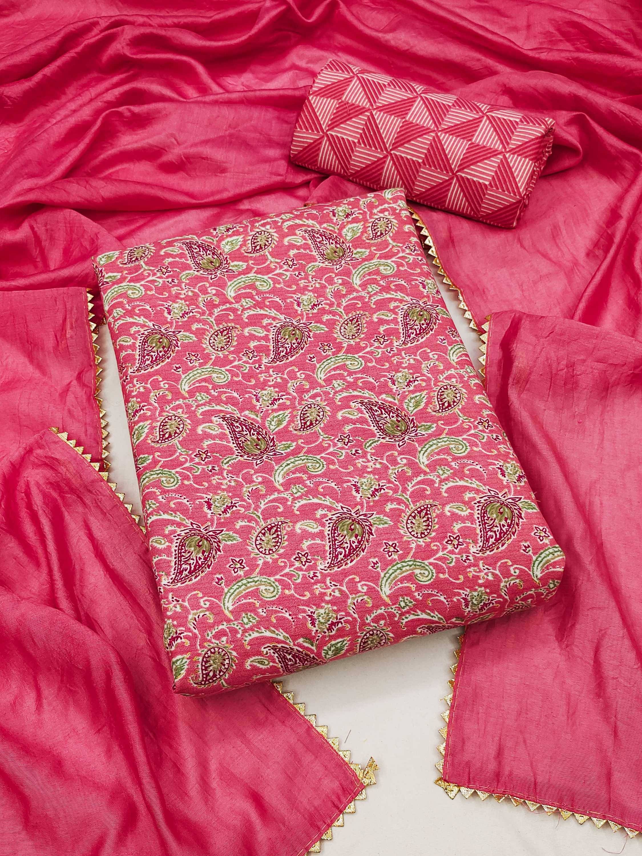 pandadi saree Unstitched Cotton Printed Dress Material - Pink ( Pack of 1 ) pandadi saree Unstitched Cotton Printed Dress Material - Pink ( Pack of 1 )