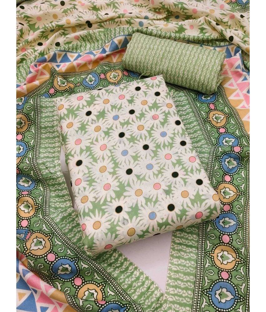 pandadi saree Unstitched Cotton Printed Dress Material - Green ( Pack of 1 ) pandadi saree Unstitched Cotton Printed Dress Material - Green ( Pack of 1 )