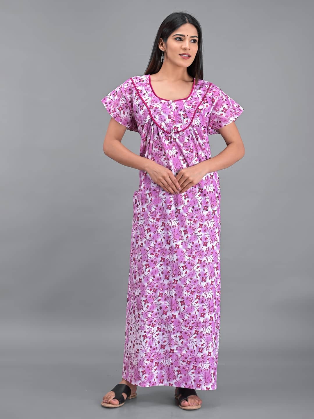 rajeraj Pink Cotton Women's Nightwear Nighty & Night Gowns ( Pack of 1 ) - Nightwear & Loungewear | Buy online on ZillyBuy
