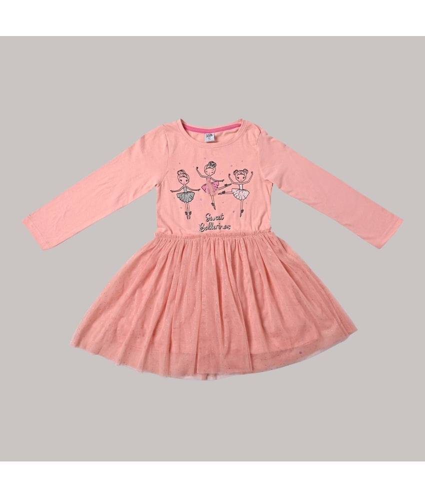 Cherry Tree Cotton Blend Fit And Flare Dress For Girls ( Pack of 1 , PeachPuff ) Cherry Tree Cotton Blend Fit And Flare Dress For Girls ( Pack of 1 , PeachPuff )