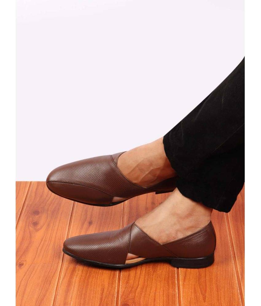     			Fausto Brown Men's Slip On Formal Shoes