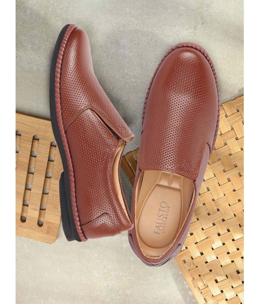     			Fausto Tan Men's Slip On Formal Shoes