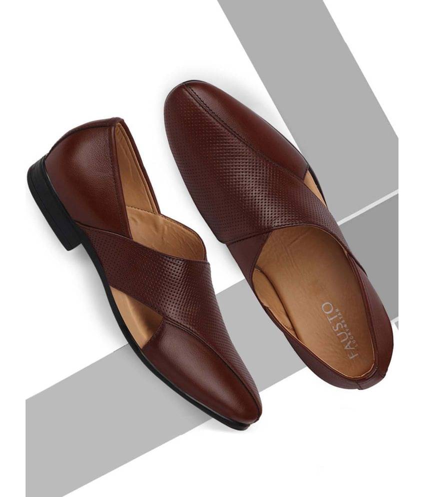Fausto Tan Men's Slip On Formal Shoes     			Fausto Tan Men's Slip On Formal Shoes