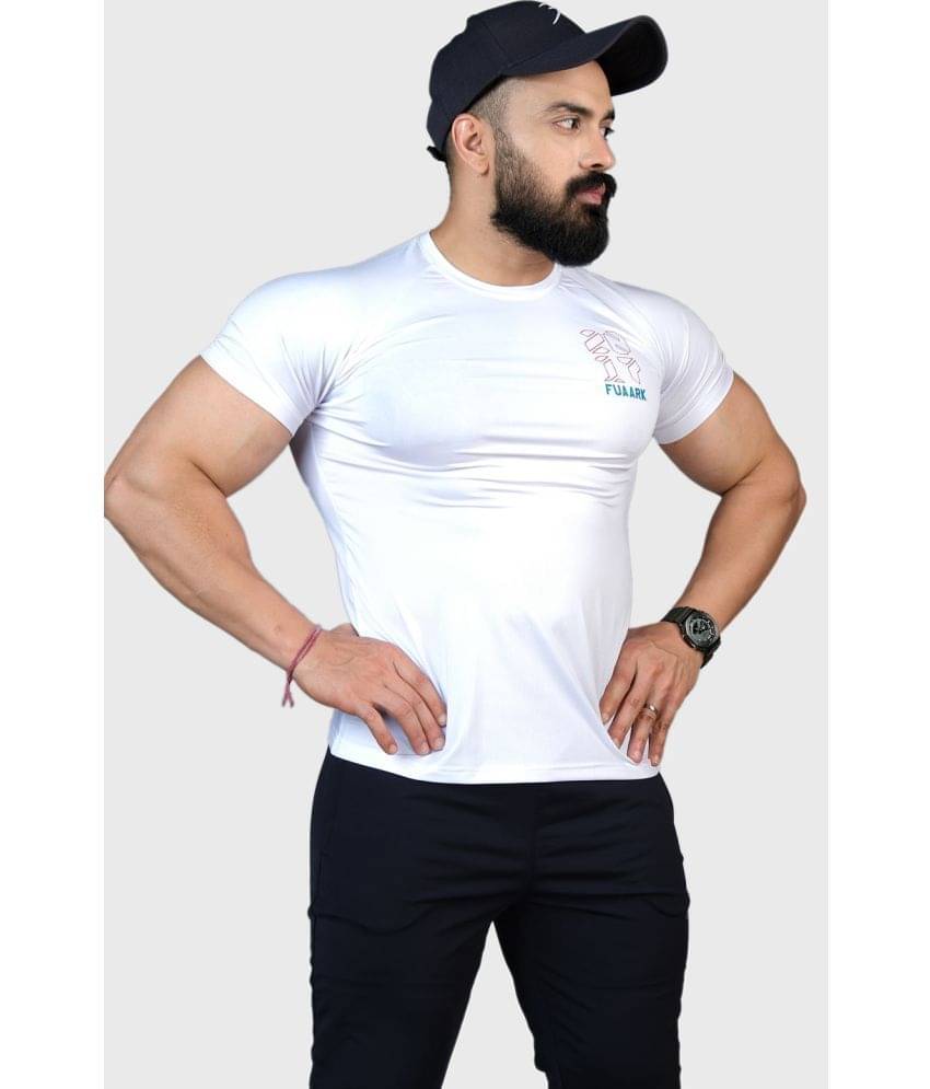     			Fuaark White Polyester Slim Fit Men's Sports T-Shirt ( Pack of 1 )
